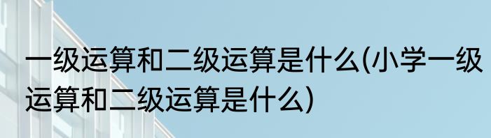 一级运算和二级运算是什么(小学一级运算和二级运算是什么)