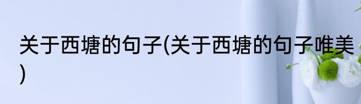 关于西塘的句子(关于西塘的句子唯美)