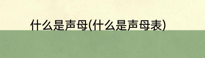 什么是声母(什么是声母表)