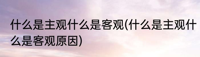 什么是主观什么是客观(什么是主观什么是客观原因)