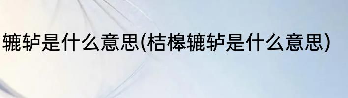 辘轳是什么意思(桔槔辘轳是什么意思)