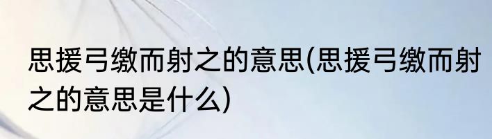 思援弓缴而射之的意思(思援弓缴而射之的意思是什么)