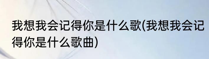 我想我会记得你是什么歌(我想我会记得你是什么歌曲)