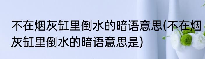 不在烟灰缸里倒水的暗语意思(不在烟灰缸里倒水的暗语意思是)