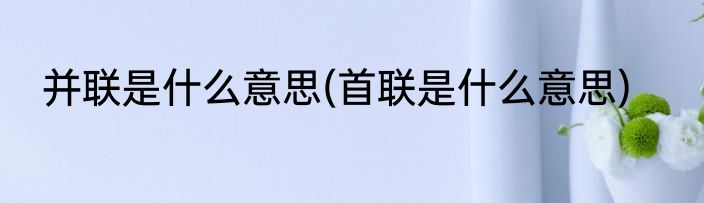 并联是什么意思(首联是什么意思)
