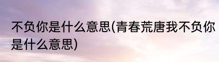 不负你是什么意思(青春荒唐我不负你是什么意思)