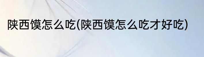 陕西馍怎么吃(陕西馍怎么吃才好吃)