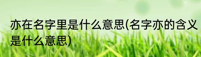 亦在名字里是什么意思(名字亦的含义是什么意思)