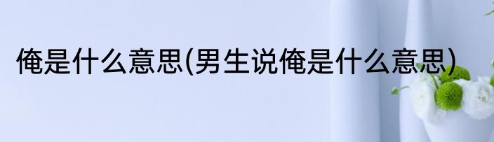 俺是什么意思(男生说俺是什么意思)