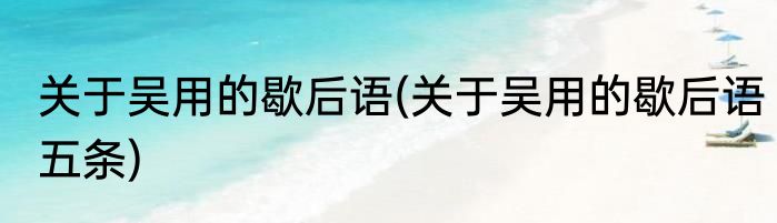 关于吴用的歇后语(关于吴用的歇后语五条)