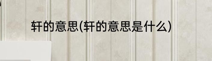 轩的意思(轩的意思是什么)