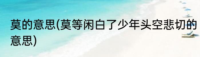莫的意思(莫等闲白了少年头空悲切的意思)
