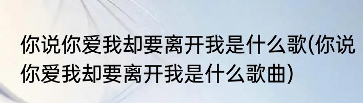 你说你爱我却要离开我是什么歌(你说你爱我却要离开我是什么歌曲)