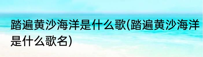 踏遍黄沙海洋是什么歌(踏遍黄沙海洋是什么歌名)