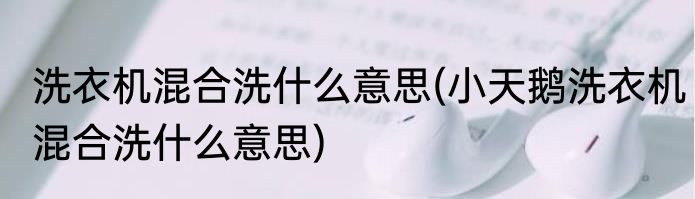 洗衣机混合洗什么意思(小天鹅洗衣机混合洗什么意思)