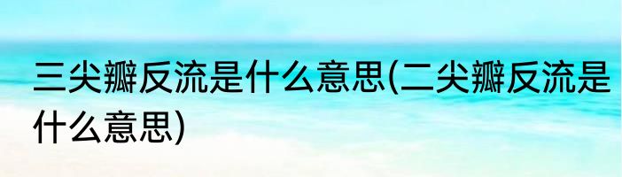 三尖瓣反流是什么意思(二尖瓣反流是什么意思)