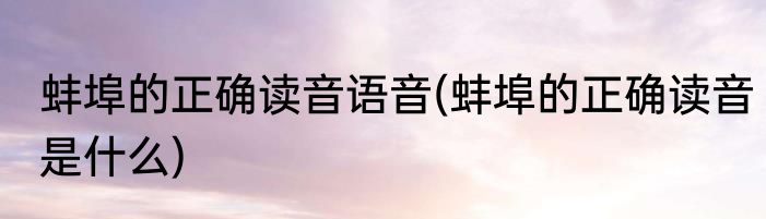 蚌埠的正确读音语音(蚌埠的正确读音是什么)