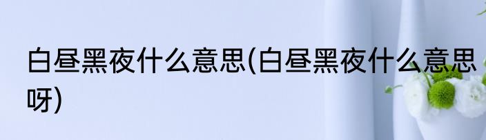 白昼黑夜什么意思(白昼黑夜什么意思呀)