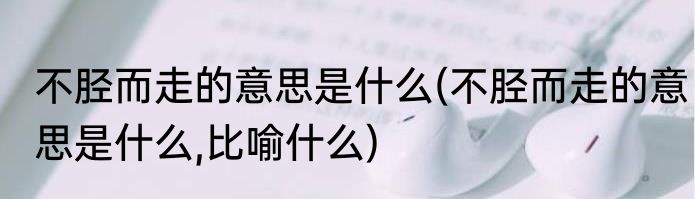 不胫而走的意思是什么(不胫而走的意思是什么,比喻什么)