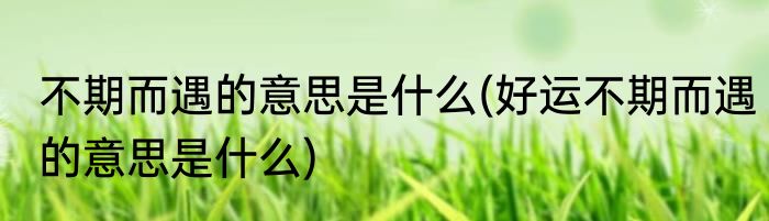 不期而遇的意思是什么(好运不期而遇的意思是什么)