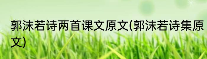 郭沫若诗两首课文原文(郭沫若诗集原文)