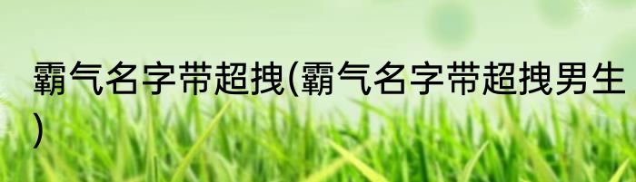 霸气名字带超拽(霸气名字带超拽男生)