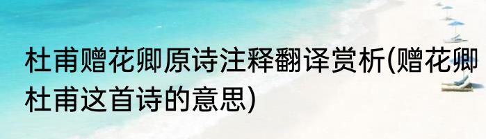 杜甫赠花卿原诗注释翻译赏析(赠花卿杜甫这首诗的意思)