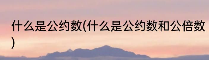 什么是公约数(什么是公约数和公倍数)