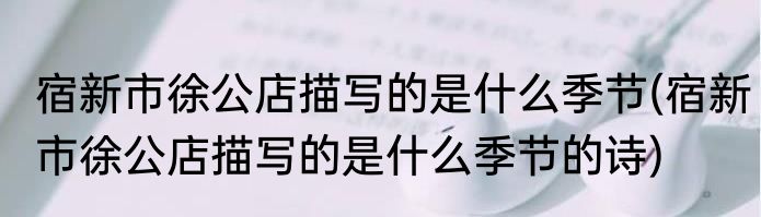 宿新市徐公店描写的是什么季节(宿新市徐公店描写的是什么季节的诗)