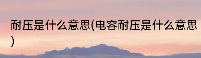 耐压是什么意思(电容耐压是什么意思)