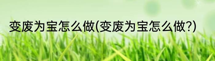 变废为宝怎么做(变废为宝怎么做?)