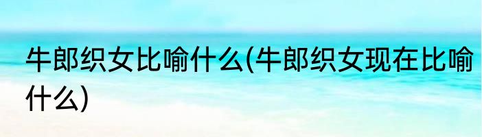 牛郎织女比喻什么(牛郎织女现在比喻什么)