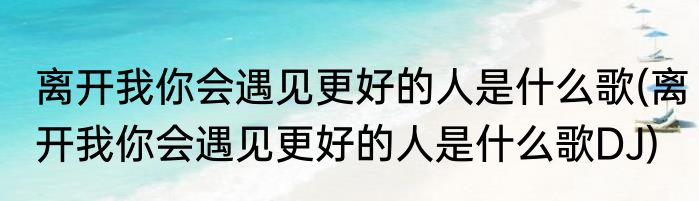 离开我你会遇见更好的人是什么歌(离开我你会遇见更好的人是什么歌DJ)