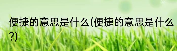 便捷的意思是什么(便捷的意思是什么?)