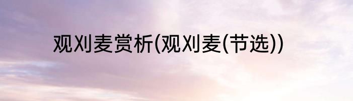 观刈麦赏析(观刈麦(节选))