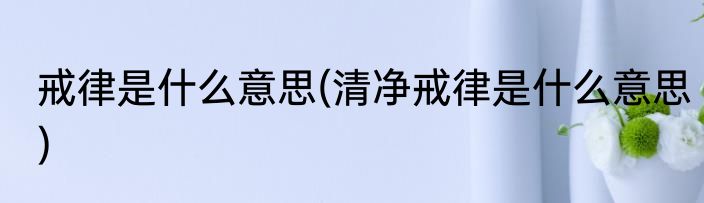 戒律是什么意思(清净戒律是什么意思)