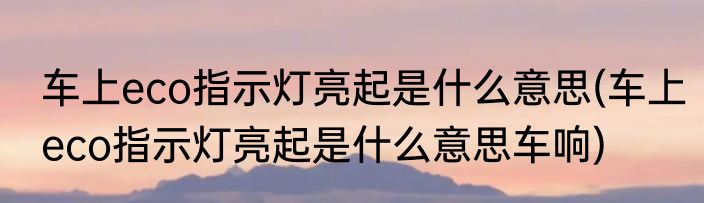 车上eco指示灯亮起是什么意思(车上eco指示灯亮起是什么意思车响)