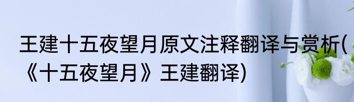 王建十五夜望月原文注释翻译与赏析(《十五夜望月》王建翻译)