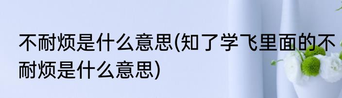 不耐烦是什么意思(知了学飞里面的不耐烦是什么意思)