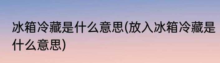 冰箱冷藏是什么意思(放入冰箱冷藏是什么意思)