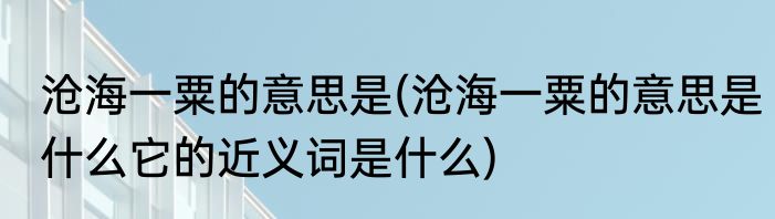 沧海一粟的意思是(沧海一粟的意思是什么它的近义词是什么)