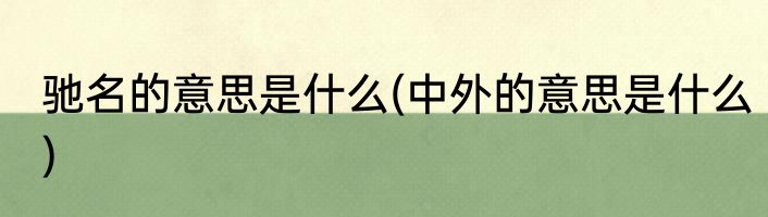 驰名的意思是什么(中外的意思是什么)