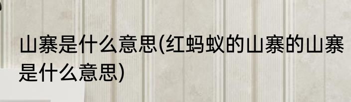 山寨是什么意思(红蚂蚁的山寨的山寨是什么意思)