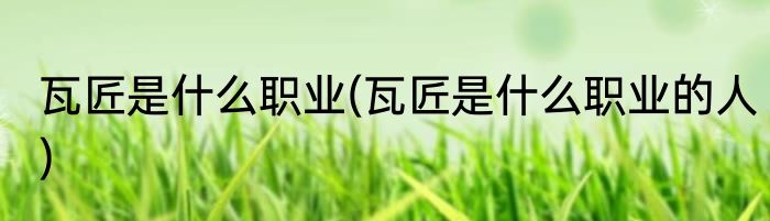 瓦匠是什么职业(瓦匠是什么职业的人)