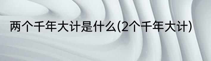 两个千年大计是什么(2个千年大计)