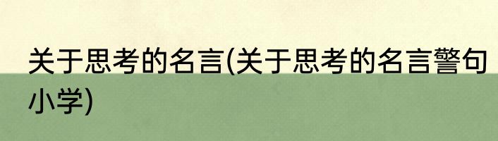 关于思考的名言(关于思考的名言警句小学)