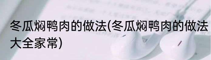 冬瓜焖鸭肉的做法(冬瓜焖鸭肉的做法大全家常)