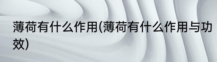 薄荷有什么作用(薄荷有什么作用与功效)