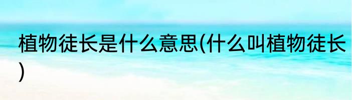 植物徒长是什么意思(什么叫植物徒长)