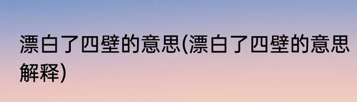 漂白了四壁的意思(漂白了四壁的意思解释)